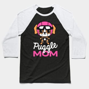 Puggle Mom Racing Funny Dog Owner Retro Dog Mother Baseball T-Shirt